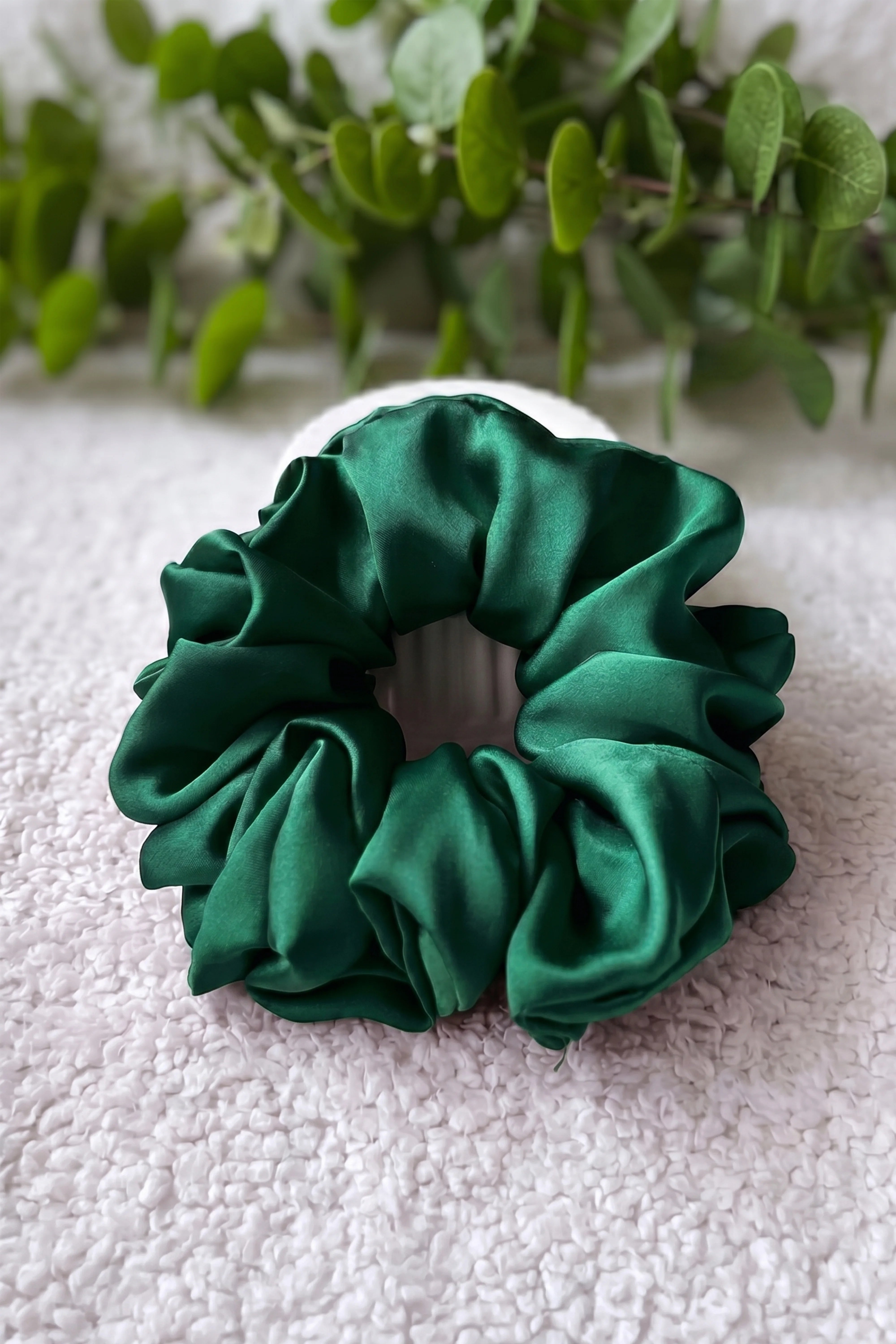 Emerald Green Silk Scrunchies