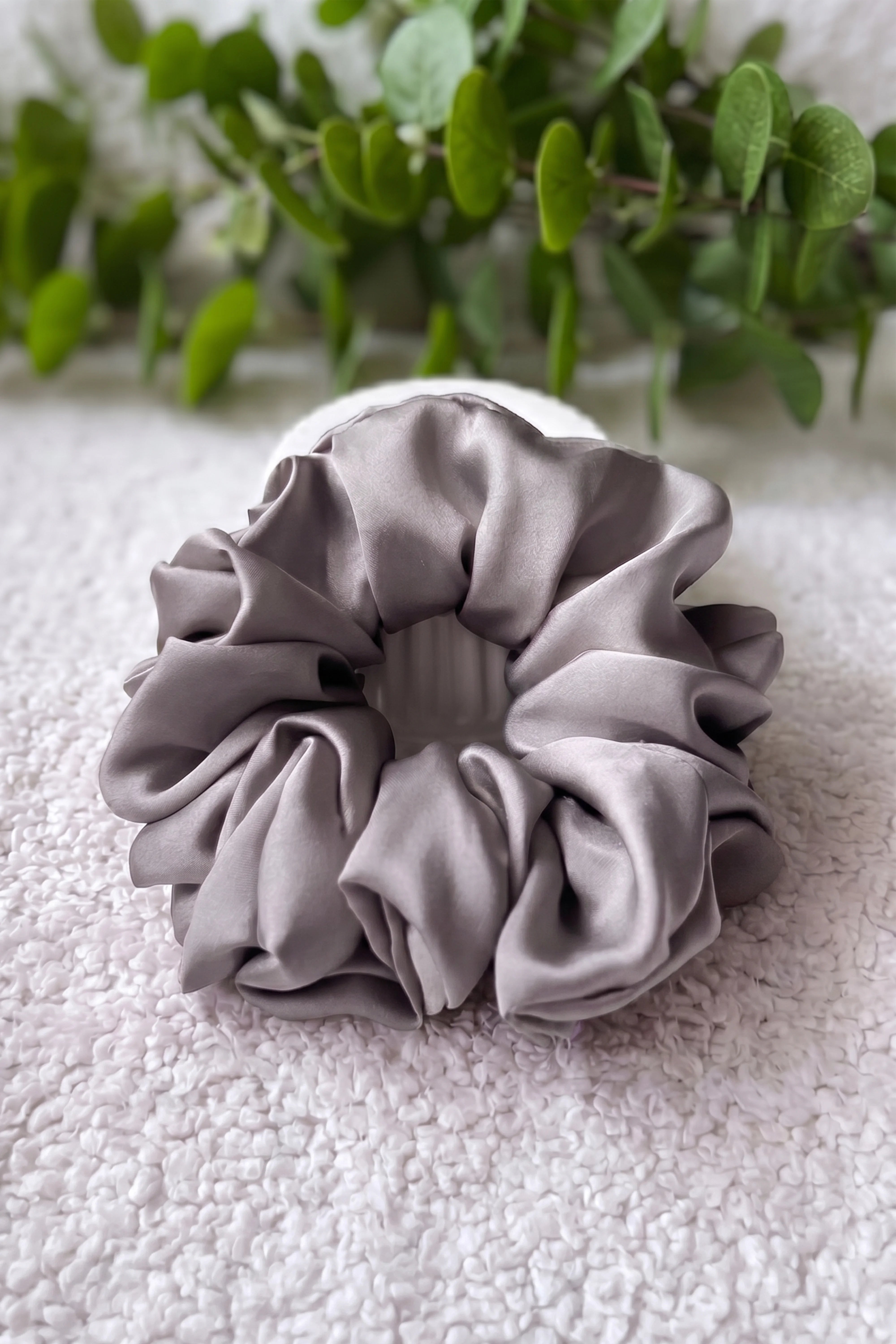 Grey  Silk Scrunchies