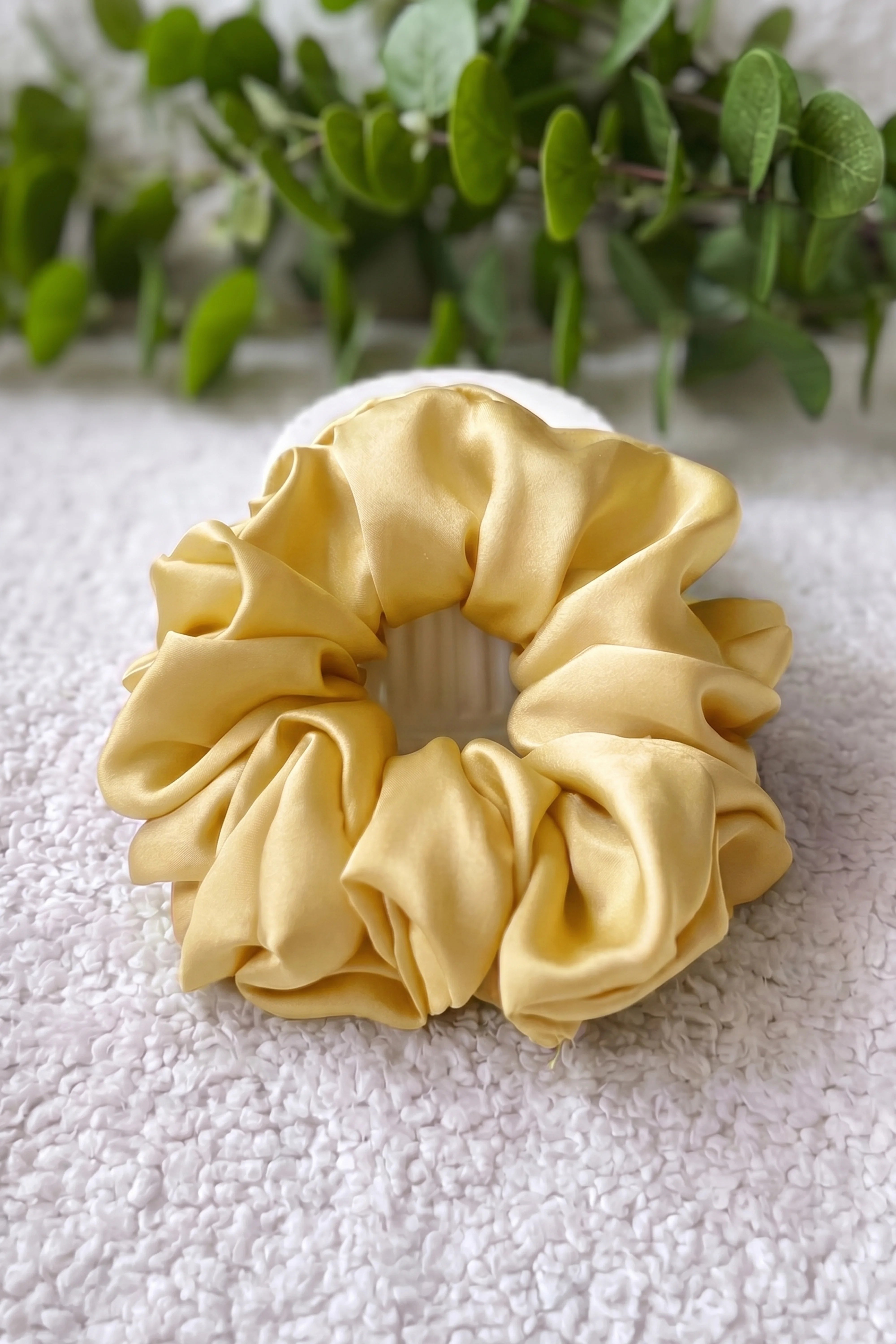 Light Yellow Silk Scrunchies