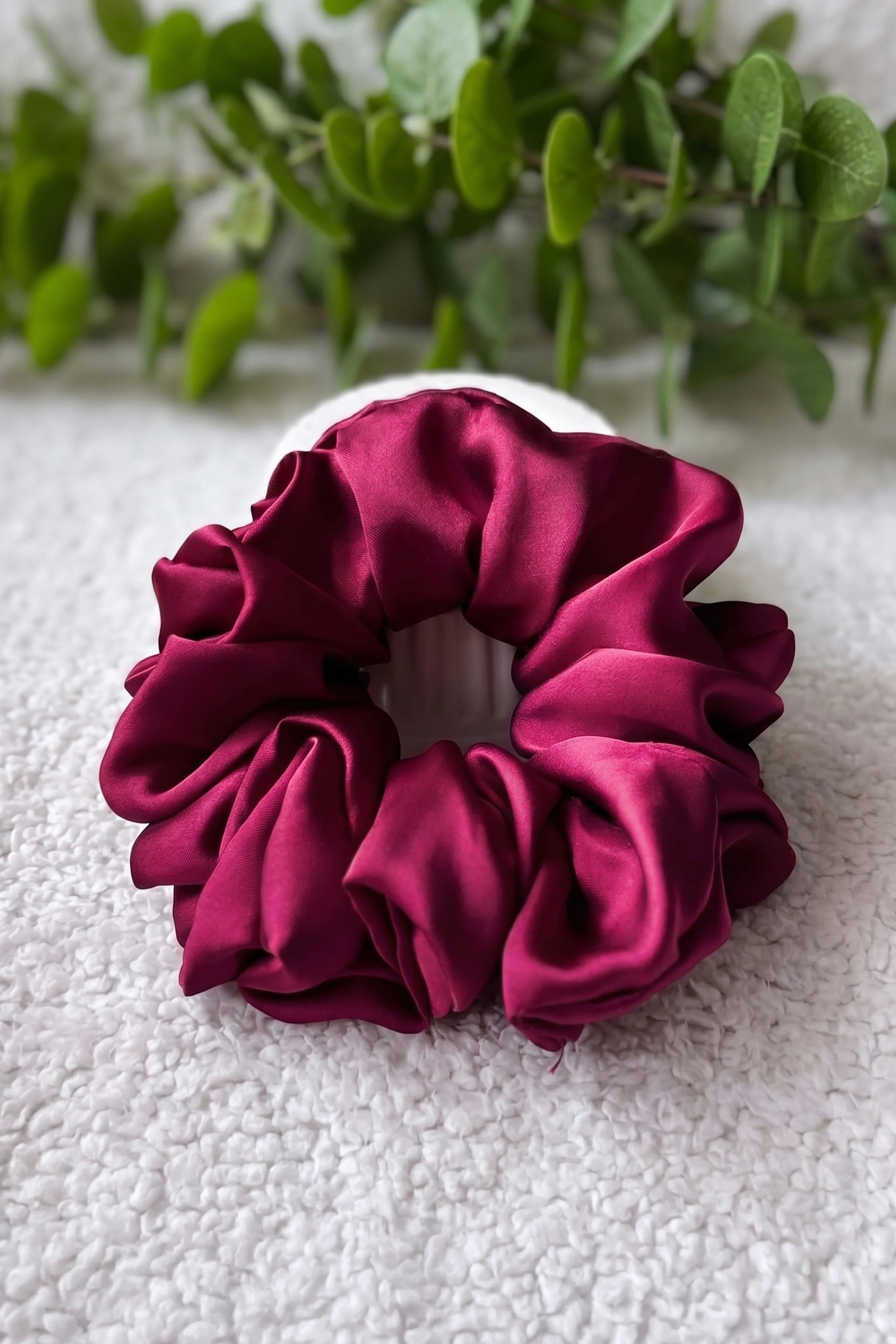 Magenta Pink Silk Scrunchies