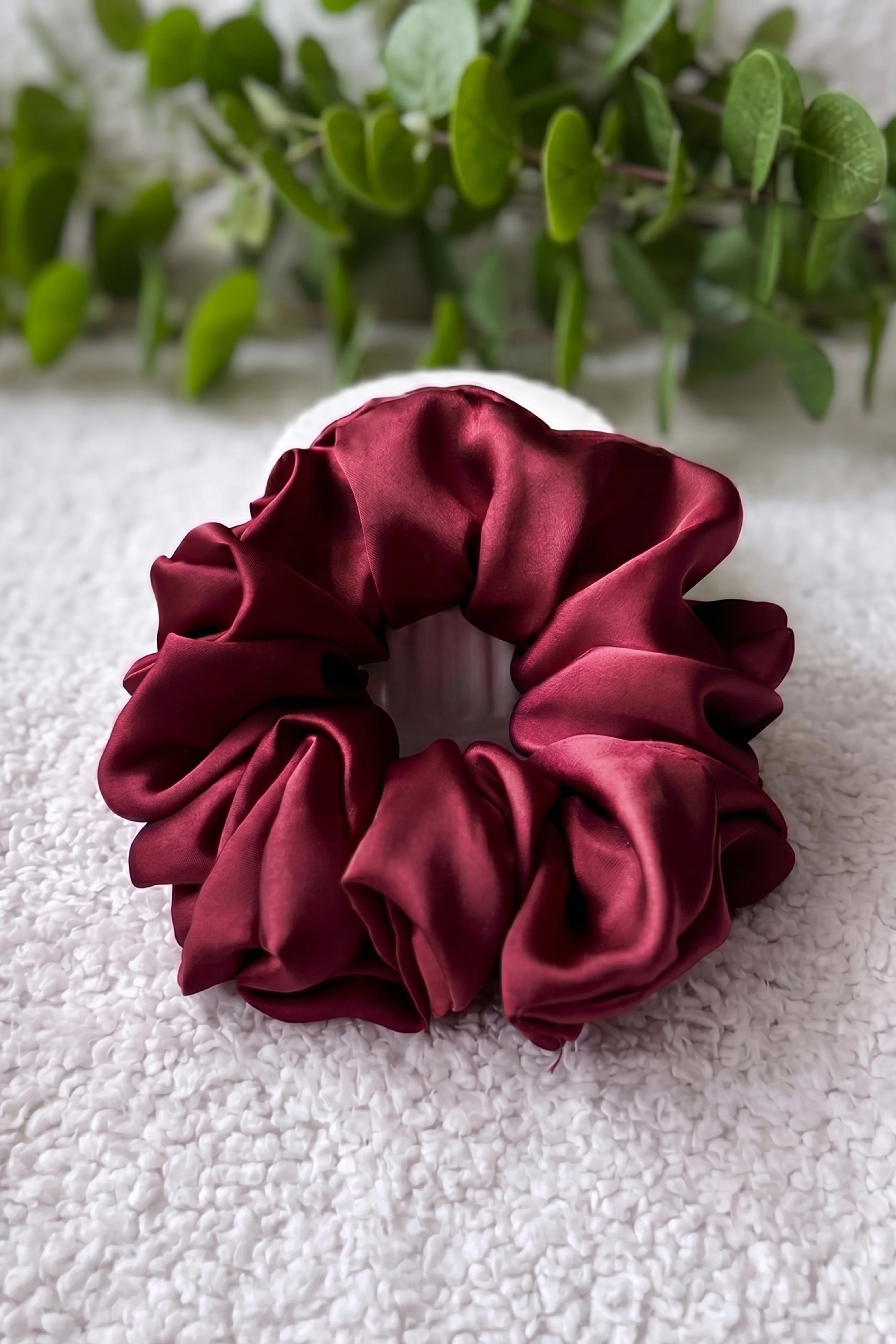 Maroon Silk Scrunchies