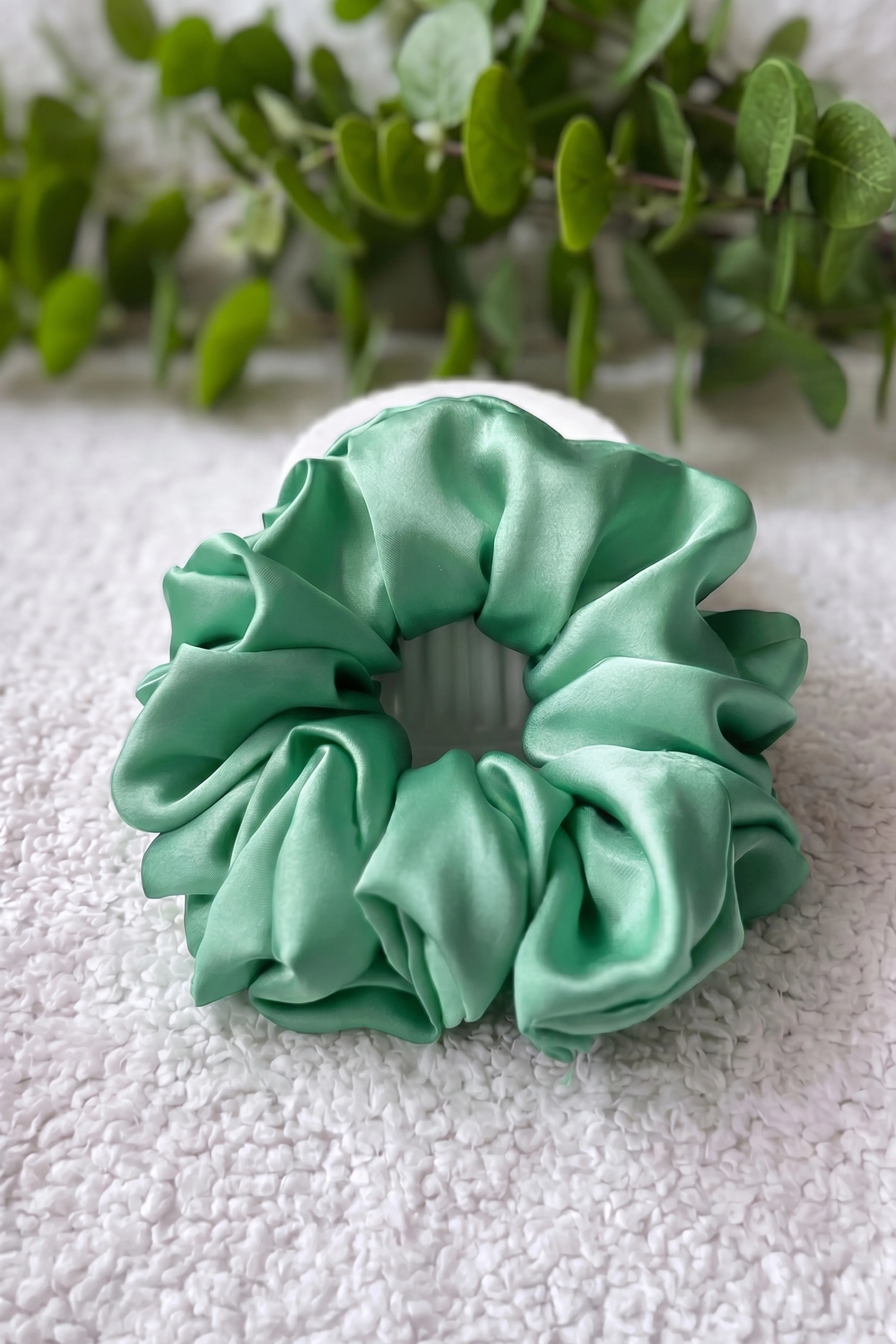 Mint Green Silk Scrunchies