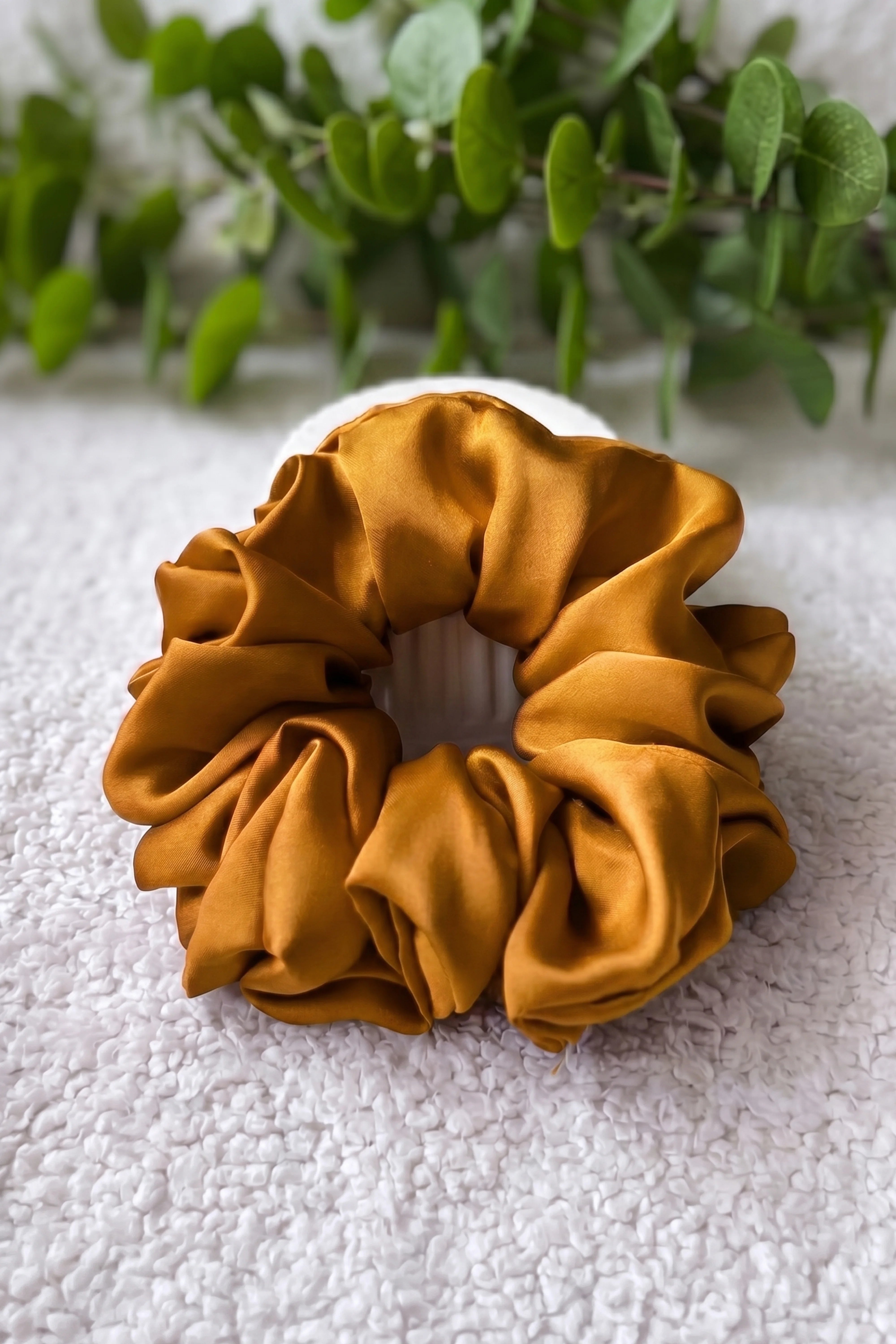 Mustard Silk Scrunchies