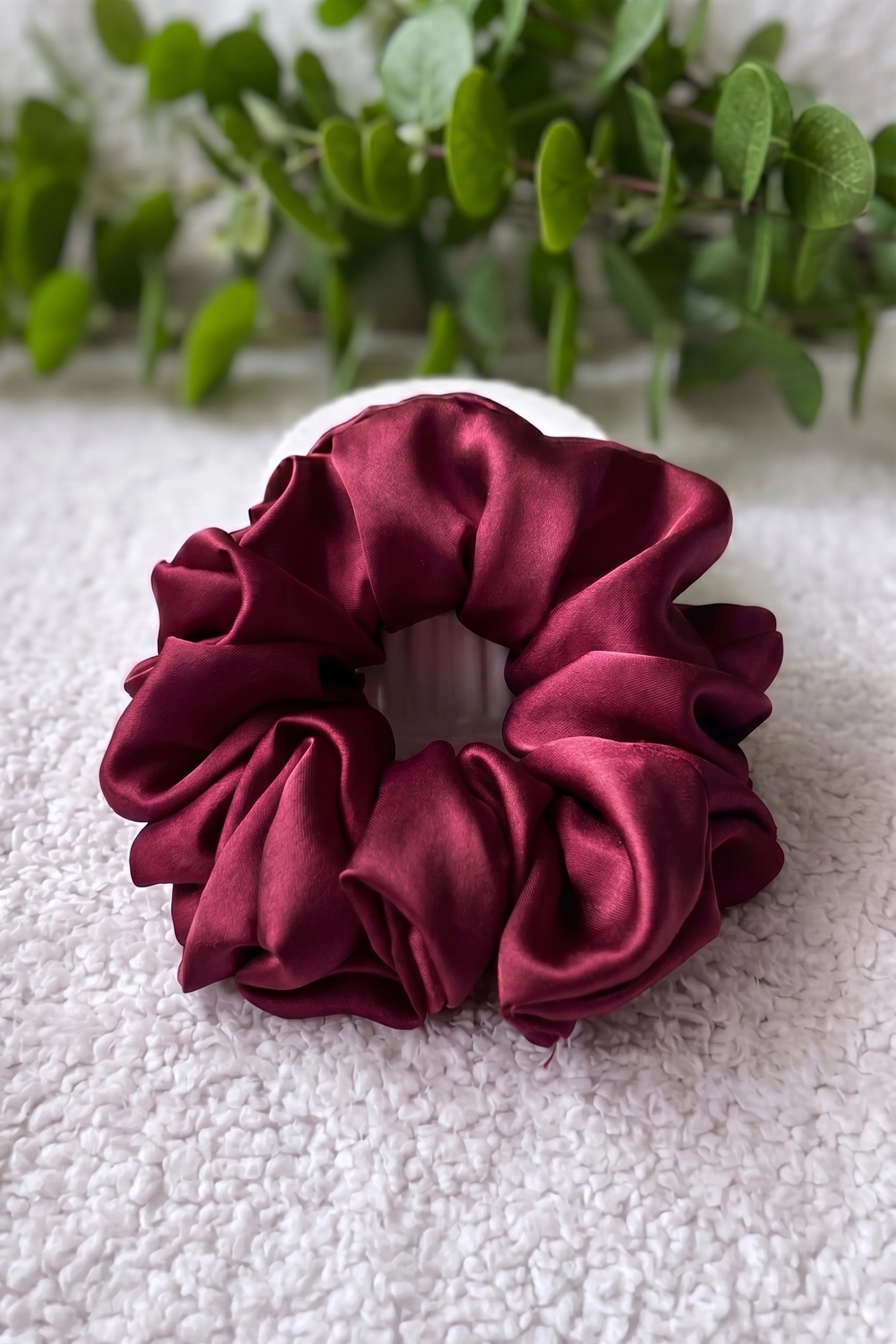 Burgundy Silk Scrunchies