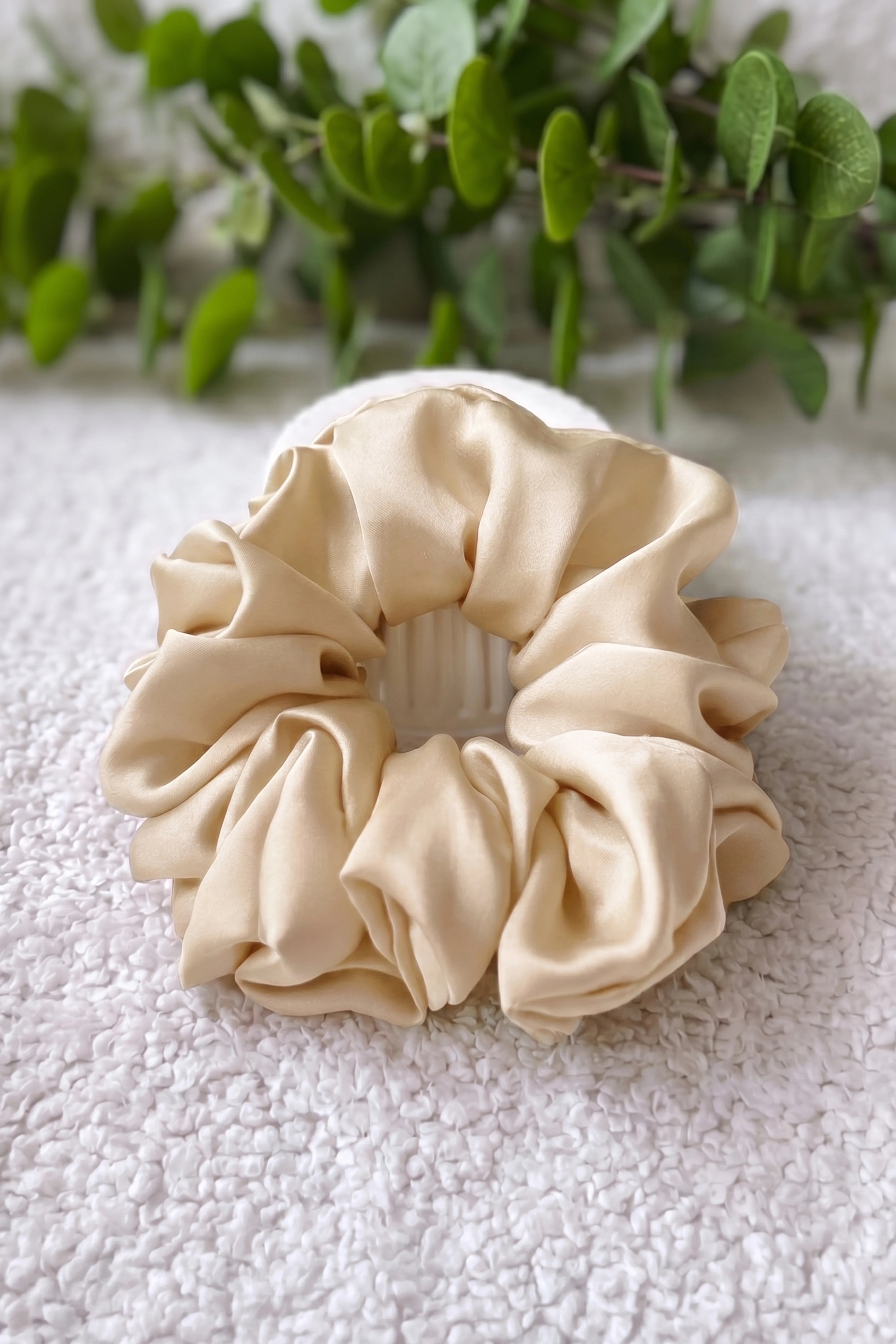 Cream Silk Scrunchies
