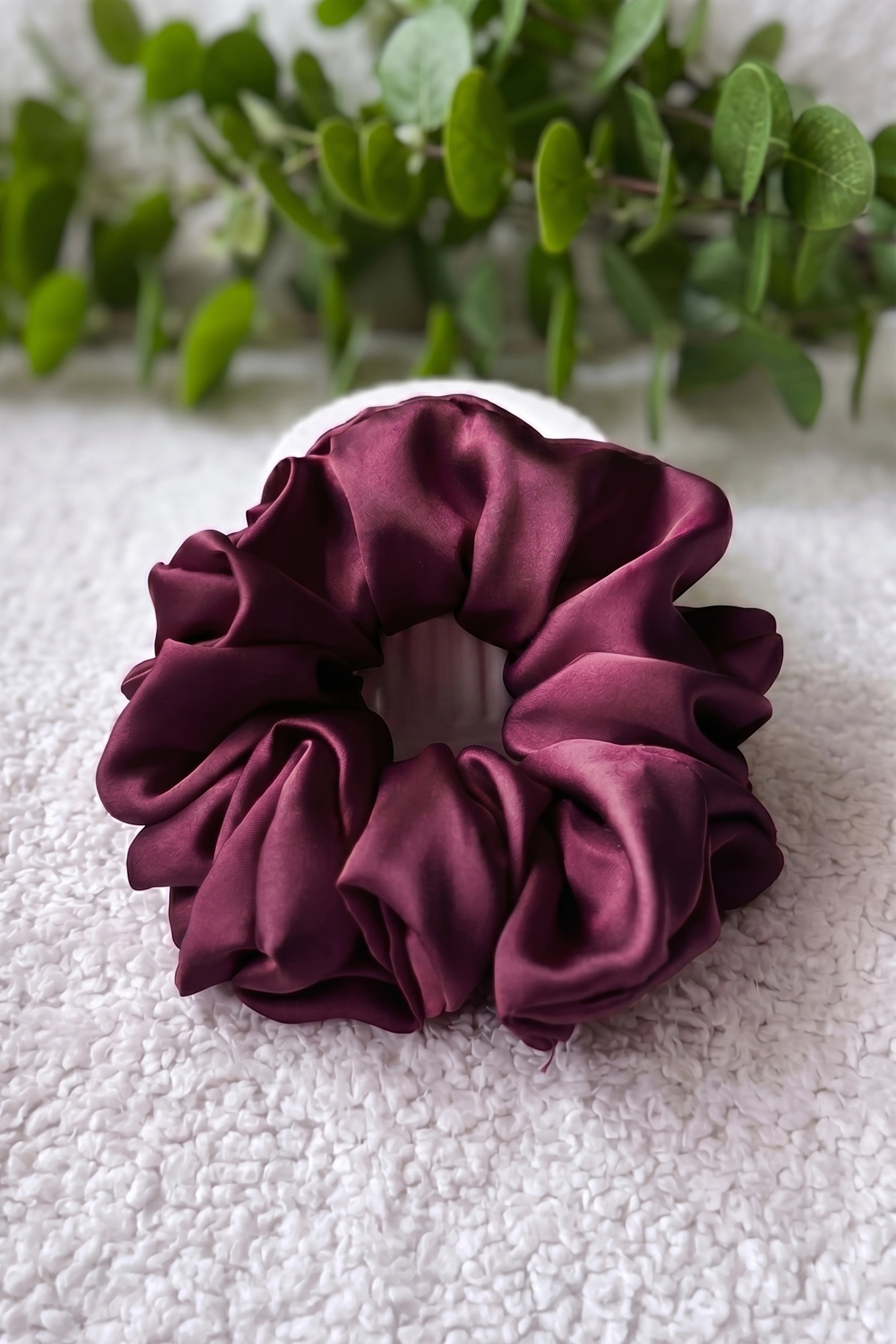 Plum Silk Scrunchies