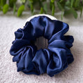 Navy Blue Silk Scrunchies