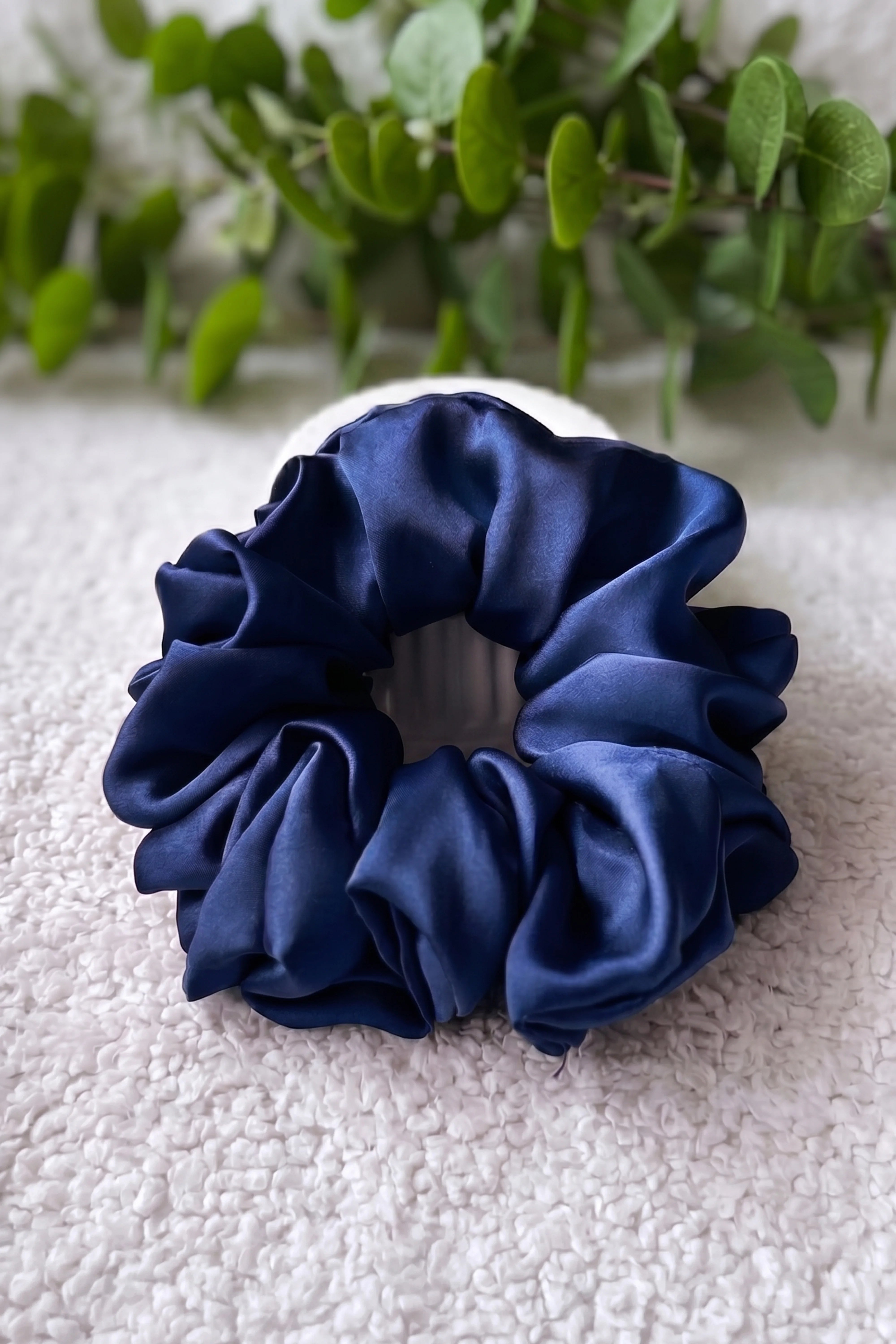 Navy Blue Silk Scrunchies